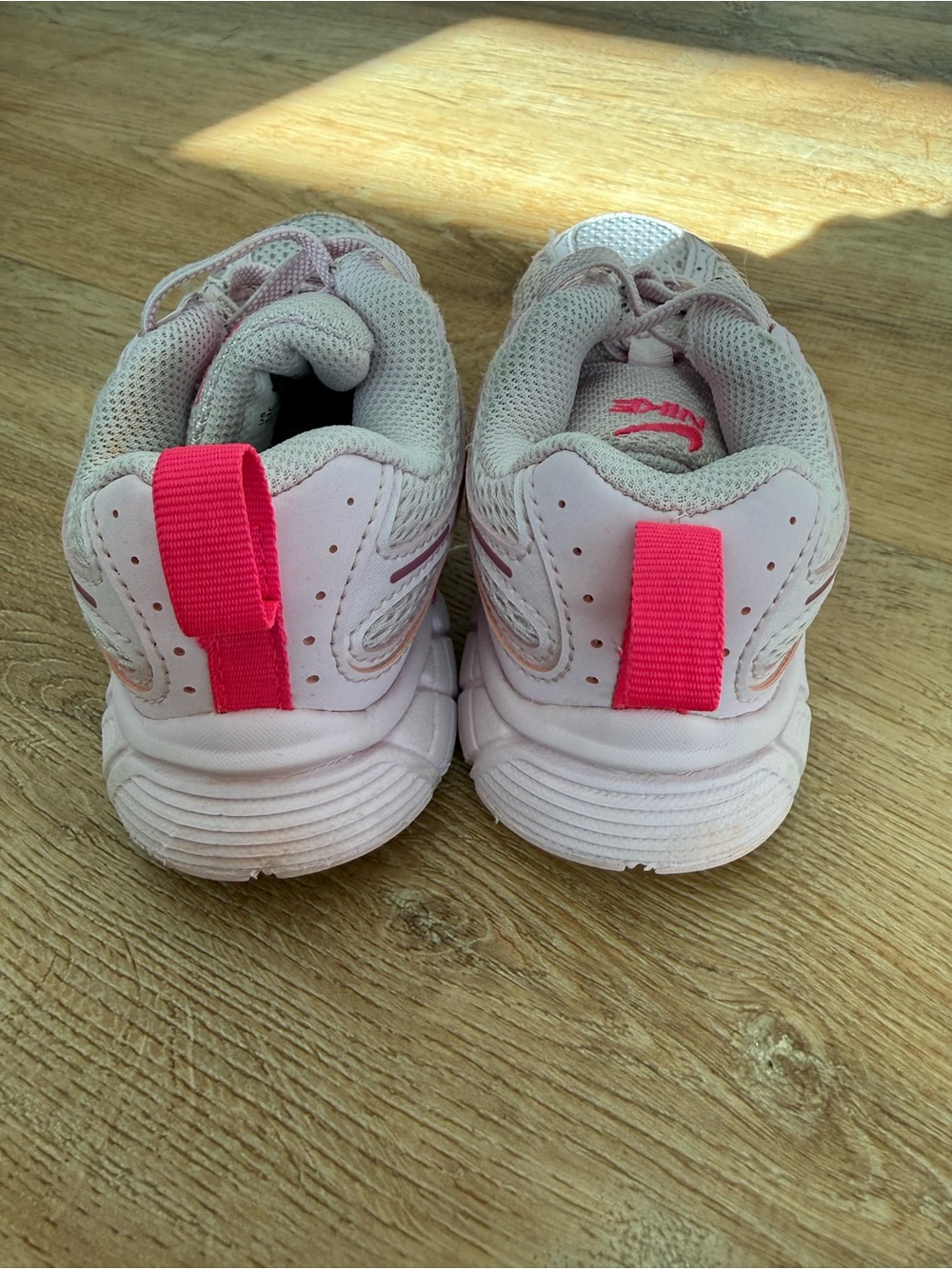 Nike Kids Light Pink Sneakers with Bright Pink Swoosh - Picture 3 of 3